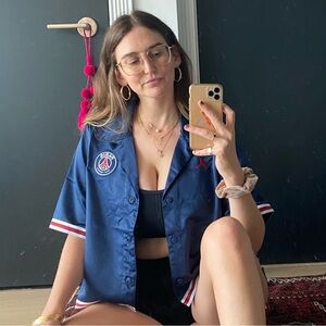 Nike Paris Saint Germaine cropped shirt jersey sports button up
